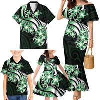 Plumeria Tribal Tattoo Family Matching Mermaid Dress and Hawaiian Shirt Green Polynesian Pattern LT9 - Polynesian Pride