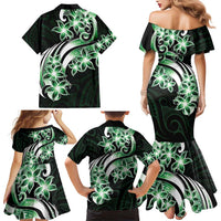 Plumeria Tribal Tattoo Family Matching Mermaid Dress and Hawaiian Shirt Green Polynesian Pattern LT9 - Polynesian Pride