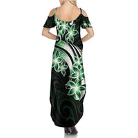 Plumeria Tribal Tattoo Family Matching Summer Maxi Dress and Hawaiian Shirt Green Polynesian Pattern LT9 - Polynesian Pride
