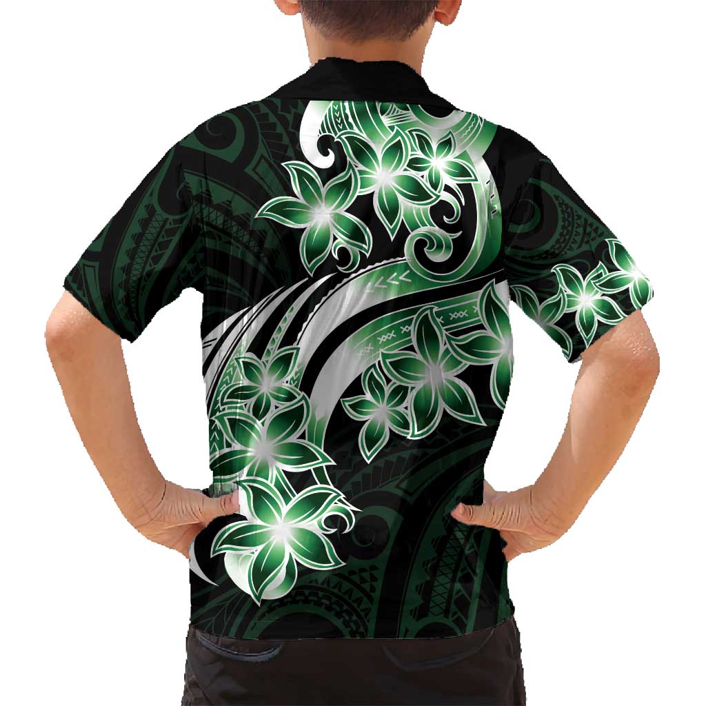Plumeria Tribal Tattoo Family Matching Tank Maxi Dress and Hawaiian Shirt Green Polynesian Pattern LT9 - Polynesian Pride