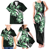 Plumeria Tribal Tattoo Family Matching Tank Maxi Dress and Hawaiian Shirt Green Polynesian Pattern LT9 - Polynesian Pride