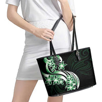 Plumeria Tribal Tattoo Leather Tote Bag Green Polynesian Pattern LT9 - Polynesian Pride
