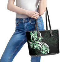 Plumeria Tribal Tattoo Leather Tote Bag Green Polynesian Pattern LT9 - Polynesian Pride