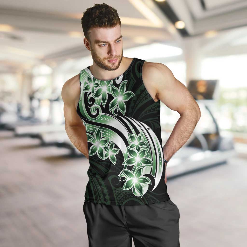 Plumeria Tribal Tattoo Men Tank Top Green Polynesian Pattern LT9 Green - Polynesian Pride