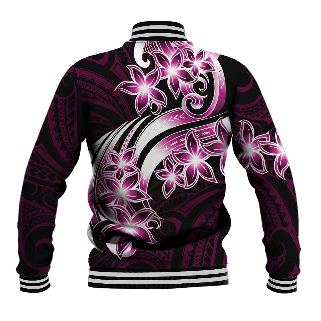 Plumeria Tribal Tattoo Baseball Jacket Pink Polynesian Pattern