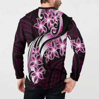 Plumeria Tribal Tattoo Button Sweatshirt Pink Polynesian Pattern