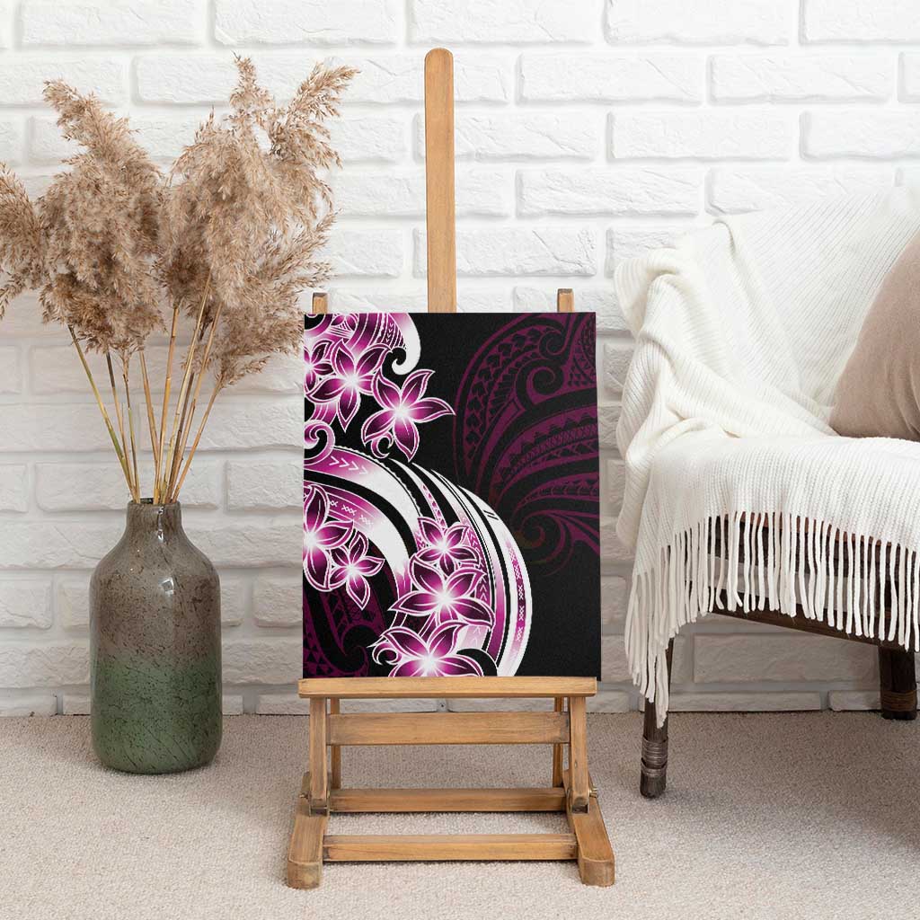 Plumeria Tribal Tattoo Canvas Wall Art Pink Polynesian Pattern