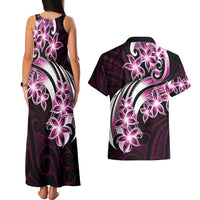 Plumeria Tribal Tattoo Couples Matching Tank Maxi Dress and Hawaiian Shirt Pink Polynesian Pattern LT9 - Polynesian Pride