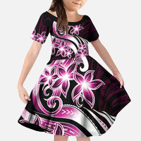 Plumeria Tribal Tattoo Family Matching Mermaid Dress and Hawaiian Shirt Pink Polynesian Pattern LT9 Daughter's Dress Pink - Polynesian Pride