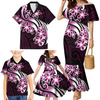Plumeria Tribal Tattoo Family Matching Mermaid Dress and Hawaiian Shirt Pink Polynesian Pattern LT9 - Polynesian Pride