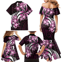 Plumeria Tribal Tattoo Family Matching Mermaid Dress and Hawaiian Shirt Pink Polynesian Pattern LT9 - Polynesian Pride