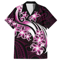 Plumeria Tribal Tattoo Family Matching Off Shoulder Maxi Dress and Hawaiian Shirt Pink Polynesian Pattern LT9 Dad's Shirt - Short Sleeve Pink - Polynesian Pride