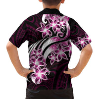 Plumeria Tribal Tattoo Family Matching Off Shoulder Short Dress and Hawaiian Shirt Pink Polynesian Pattern LT9 - Polynesian Pride