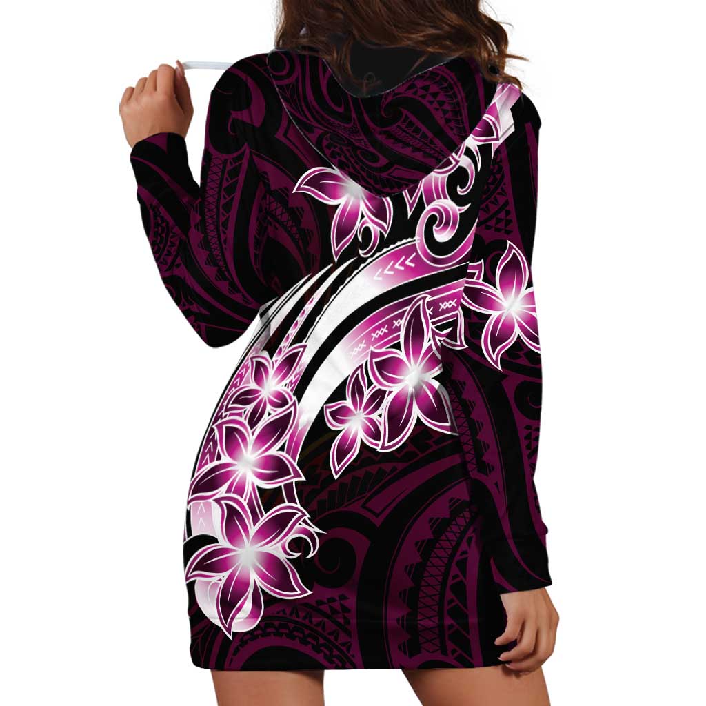 Plumeria Tribal Tattoo Hoodie Dress Pink Polynesian Pattern LT9 - Polynesian Pride