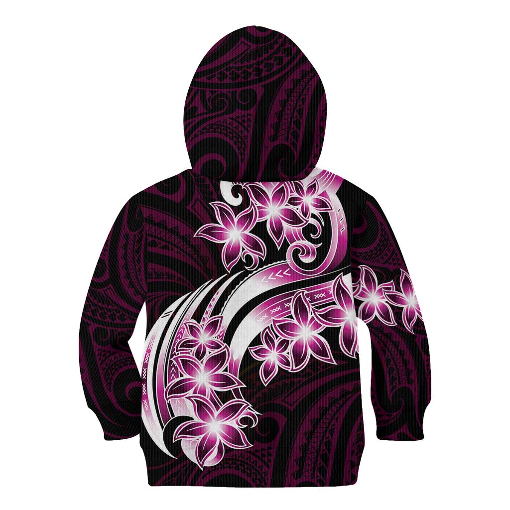 Plumeria Tribal Tattoo Kid Hoodie Pink Polynesian Pattern LT9 - Polynesian Pride