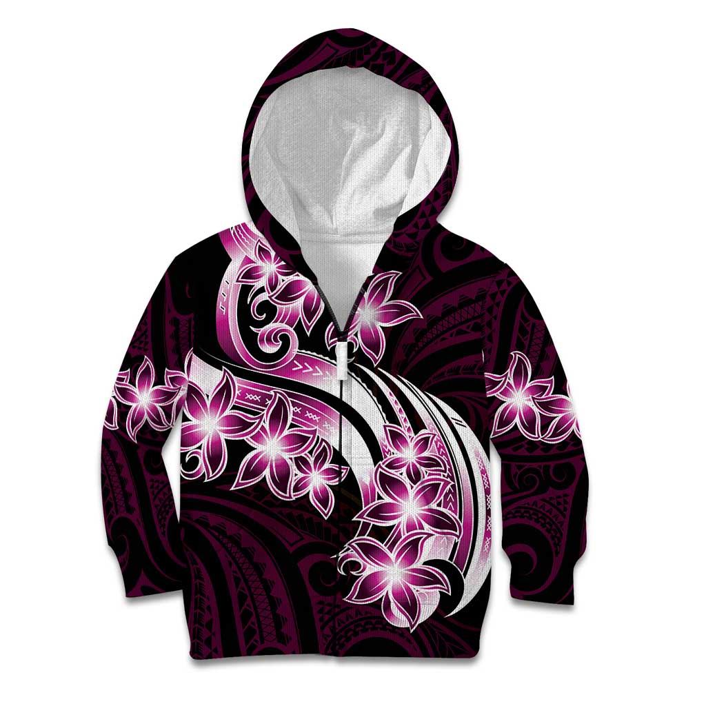 Plumeria Tribal Tattoo Kid Hoodie Pink Polynesian Pattern LT9 Zip Hoodie Pink - Polynesian Pride