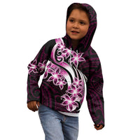 Plumeria Tribal Tattoo Kid Hoodie Pink Polynesian Pattern LT9 - Polynesian Pride