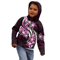 Plumeria Tribal Tattoo Kid Hoodie Pink Polynesian Pattern LT9 - Polynesian Pride