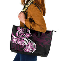 Plumeria Tribal Tattoo Leather Tote Bag Pink Polynesian Pattern LT9 Pink - Polynesian Pride