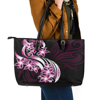 Plumeria Tribal Tattoo Leather Tote Bag Pink Polynesian Pattern LT9 - Polynesian Pride
