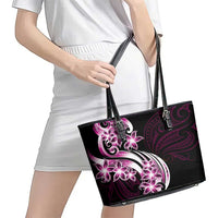 Plumeria Tribal Tattoo Leather Tote Bag Pink Polynesian Pattern LT9 - Polynesian Pride