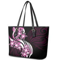 Plumeria Tribal Tattoo Leather Tote Bag Pink Polynesian Pattern LT9 - Polynesian Pride