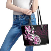 Plumeria Tribal Tattoo Leather Tote Bag Pink Polynesian Pattern LT9 - Polynesian Pride