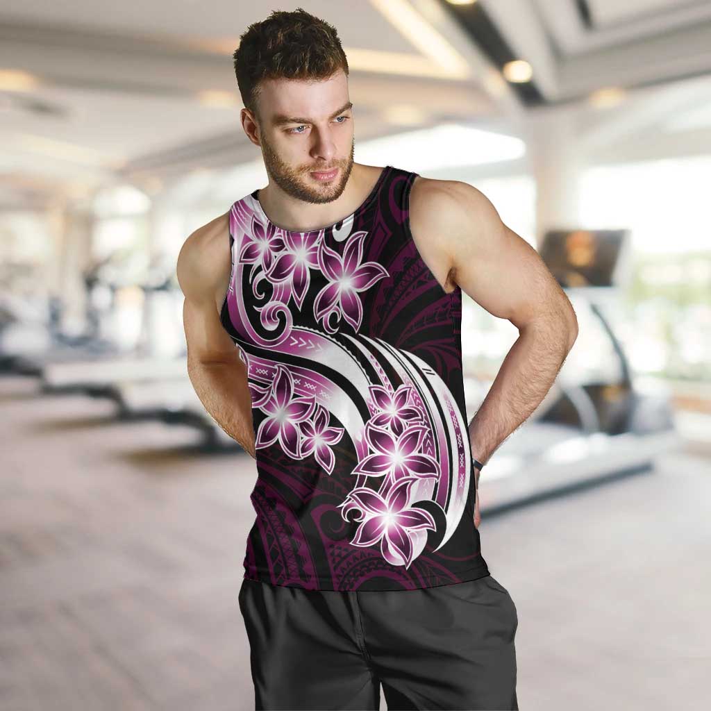 Plumeria Tribal Tattoo Men Tank Top Pink Polynesian Pattern LT9 Pink - Polynesian Pride