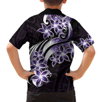 Plumeria Tribal Tattoo Family Matching Long Sleeve Bodycon Dress and Hawaiian Shirt Purple Polynesian Pattern LT9 - Polynesian Pride