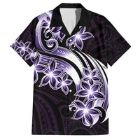 Plumeria Tribal Tattoo Family Matching Long Sleeve Bodycon Dress and Hawaiian Shirt Purple Polynesian Pattern LT9 Dad's Shirt - Short Sleeve Purple - Polynesian Pride