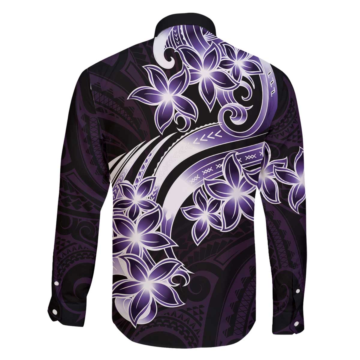 Plumeria Tribal Tattoo Family Matching Off The Shoulder Long Sleeve Dress and Hawaiian Shirt Purple Polynesian Pattern LT9 - Polynesian Pride