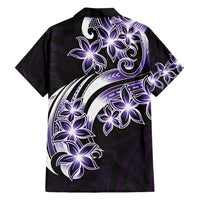 Plumeria Tribal Tattoo Family Matching Off Shoulder Maxi Dress and Hawaiian Shirt Purple Polynesian Pattern LT9 - Polynesian Pride