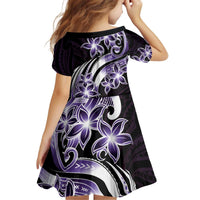 Plumeria Tribal Tattoo Family Matching Off Shoulder Short Dress and Hawaiian Shirt Purple Polynesian Pattern LT9 - Polynesian Pride