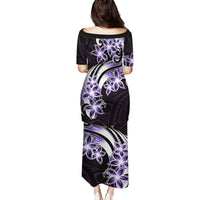 Plumeria Tribal Tattoo Family Matching Puletasi and Hawaiian Shirt Purple Polynesian Pattern LT9 - Polynesian Pride