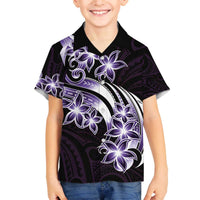 Plumeria Tribal Tattoo Family Matching Puletasi and Hawaiian Shirt Purple Polynesian Pattern LT9 Son's Shirt Purple - Polynesian Pride