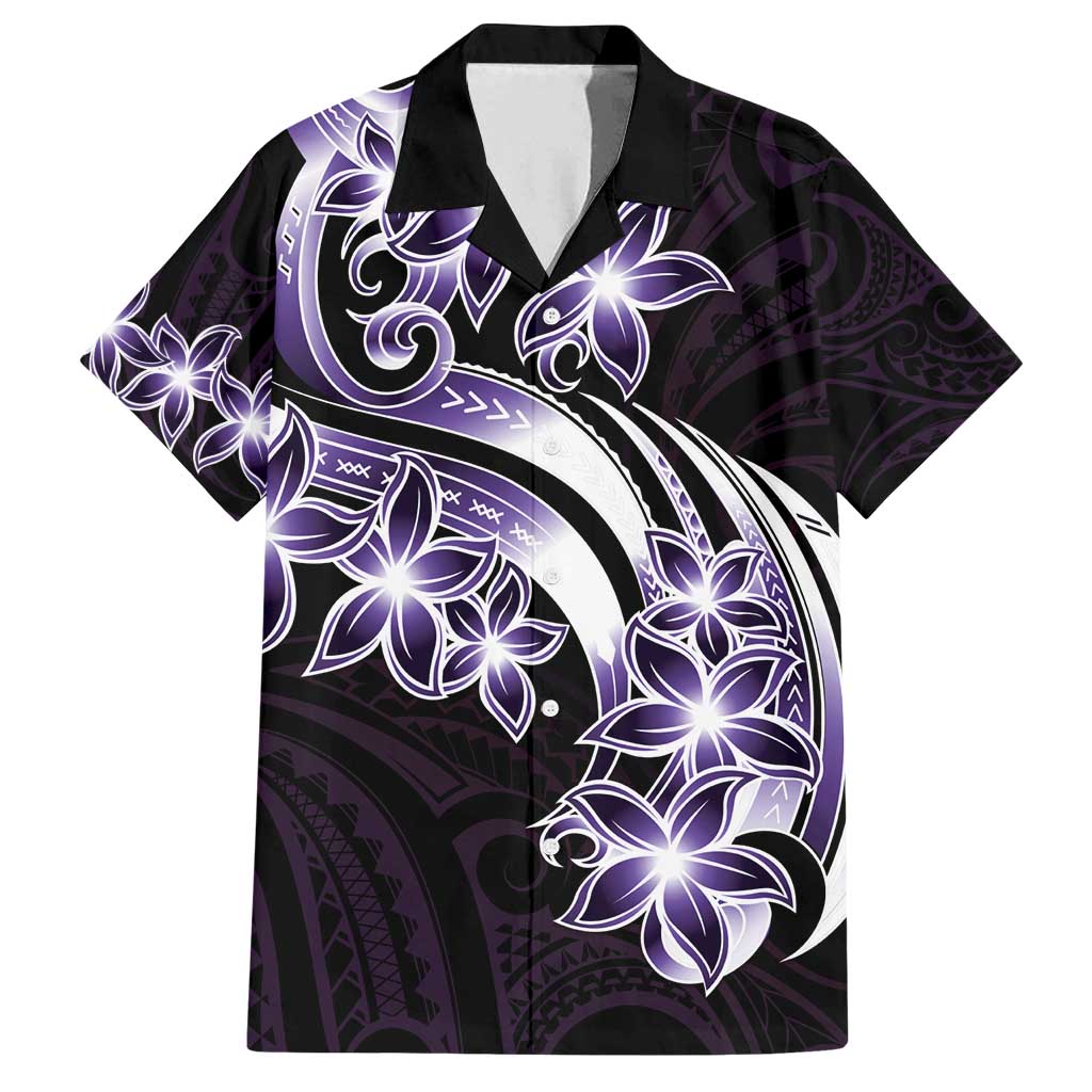 Plumeria Tribal Tattoo Family Matching Summer Maxi Dress and Hawaiian Shirt Purple Polynesian Pattern LT9 Dad's Shirt - Short Sleeve Purple - Polynesian Pride