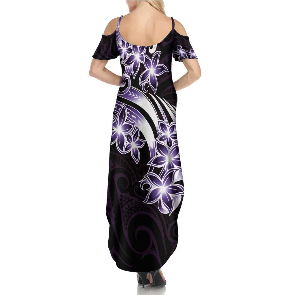 Plumeria Tribal Tattoo Family Matching Summer Maxi Dress and Hawaiian Shirt Purple Polynesian Pattern LT9 - Polynesian Pride