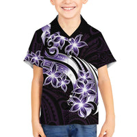 Plumeria Tribal Tattoo Family Matching Summer Maxi Dress and Hawaiian Shirt Purple Polynesian Pattern LT9 Son's Shirt Purple - Polynesian Pride