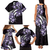Plumeria Tribal Tattoo Family Matching Tank Maxi Dress and Hawaiian Shirt Purple Polynesian Pattern LT9 - Polynesian Pride