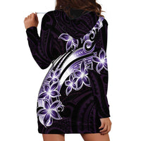 Plumeria Tribal Tattoo Hoodie Dress Purple Polynesian Pattern LT9 - Polynesian Pride