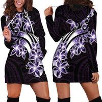 Plumeria Tribal Tattoo Hoodie Dress Purple Polynesian Pattern LT9 - Polynesian Pride
