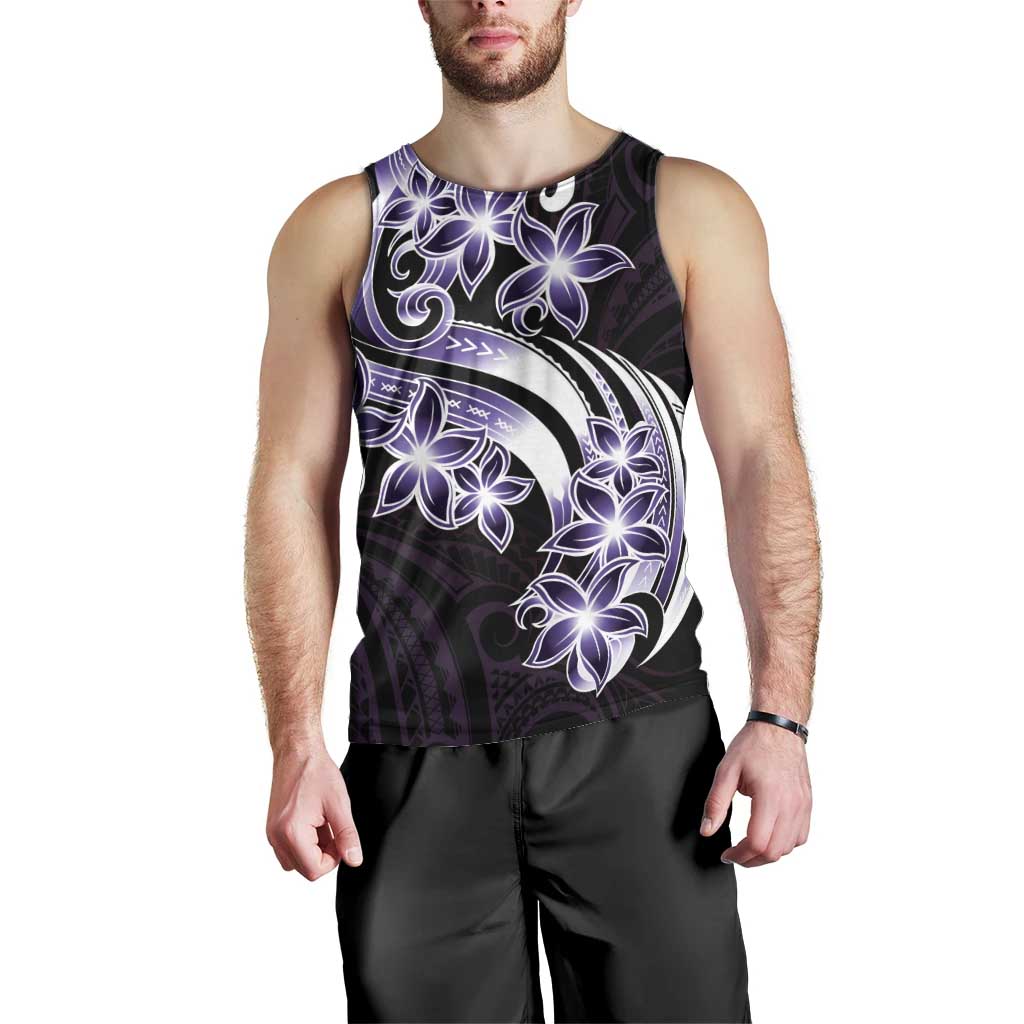 Plumeria Tribal Tattoo Men Tank Top Purple Polynesian Pattern LT9 - Polynesian Pride