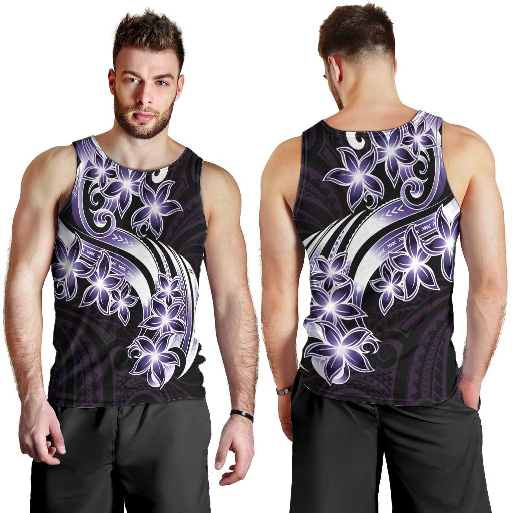 Plumeria Tribal Tattoo Men Tank Top Purple Polynesian Pattern LT9 - Polynesian Pride