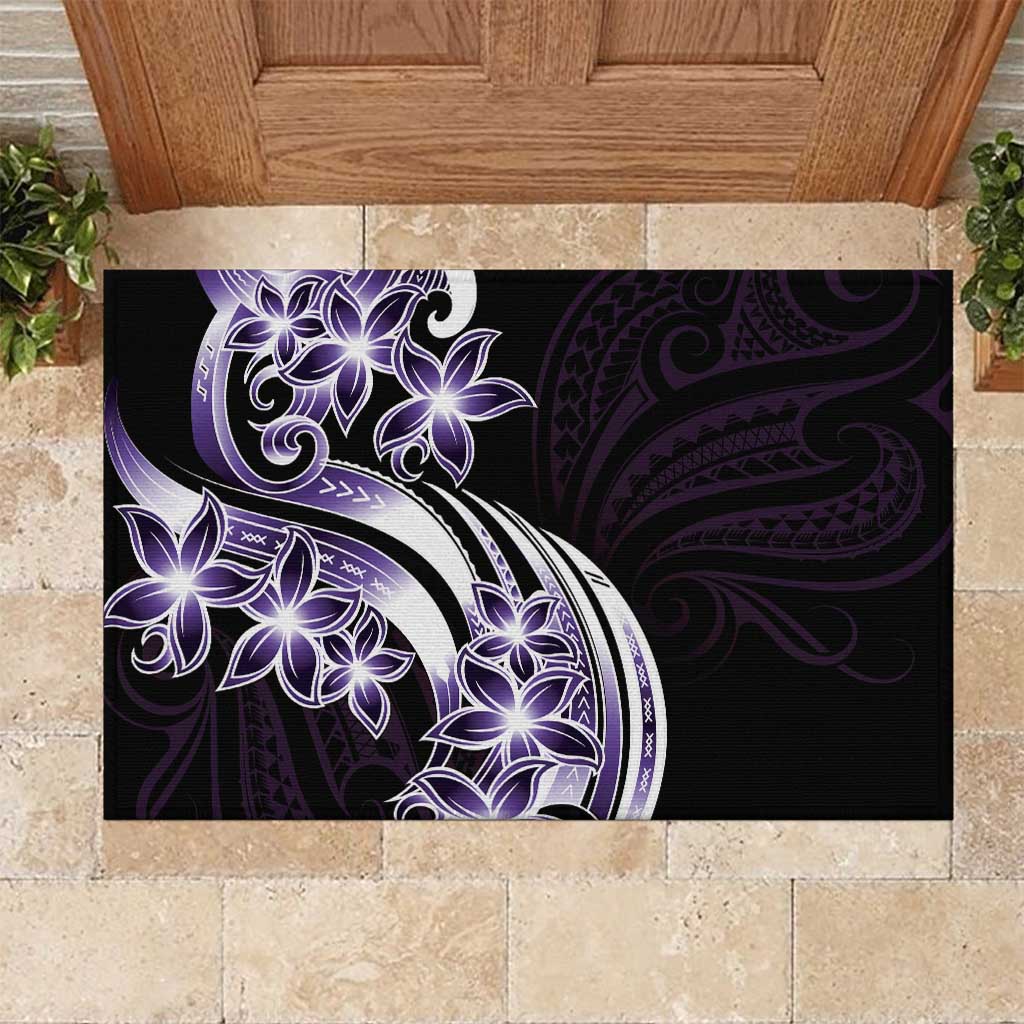Plumeria Tribal Tattoo Rubber Doormat Purple Polynesian Pattern LT9 Purple - Polynesian Pride