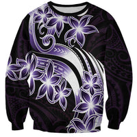 Plumeria Tribal Tattoo Sweatshirt Purple Polynesian Pattern