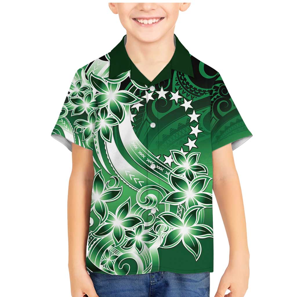 Cook Islands Tattoo Family Matching Mermaid Dress and Hawaiian Shirt Plumeria Polynesian Pattern LT9 Son's Shirt Green - Polynesian Pride