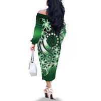 Cook Islands Tattoo Family Matching Off The Shoulder Long Sleeve Dress and Hawaiian Shirt Plumeria Polynesian Pattern LT9 - Polynesian Pride
