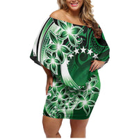 Cook Islands Tattoo Family Matching Off Shoulder Short Dress and Hawaiian Shirt Plumeria Polynesian Pattern LT9 Mom's Dress Green - Polynesian Pride