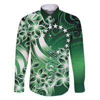 Cook Islands Tattoo Family Matching Short Sleeve Bodycon Dress and Hawaiian Shirt Plumeria Polynesian Pattern LT9 Dad's Shirt - Long Sleeve Green - Polynesian Pride