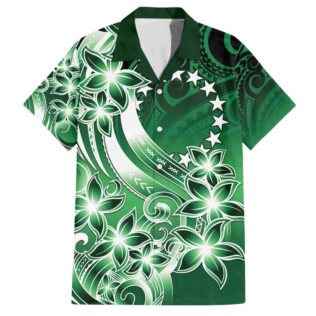 Cook Islands Tattoo Family Matching Summer Maxi Dress and Hawaiian Shirt Plumeria Polynesian Pattern LT9 Dad's Shirt - Short Sleeve Green - Polynesian Pride